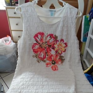 Ladies size M Laura Ashley ruffle white tank top